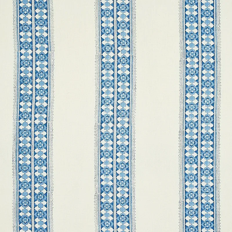 AMIRA HAND BLOCKED PRINT fabric INDIGO color by Schumacher