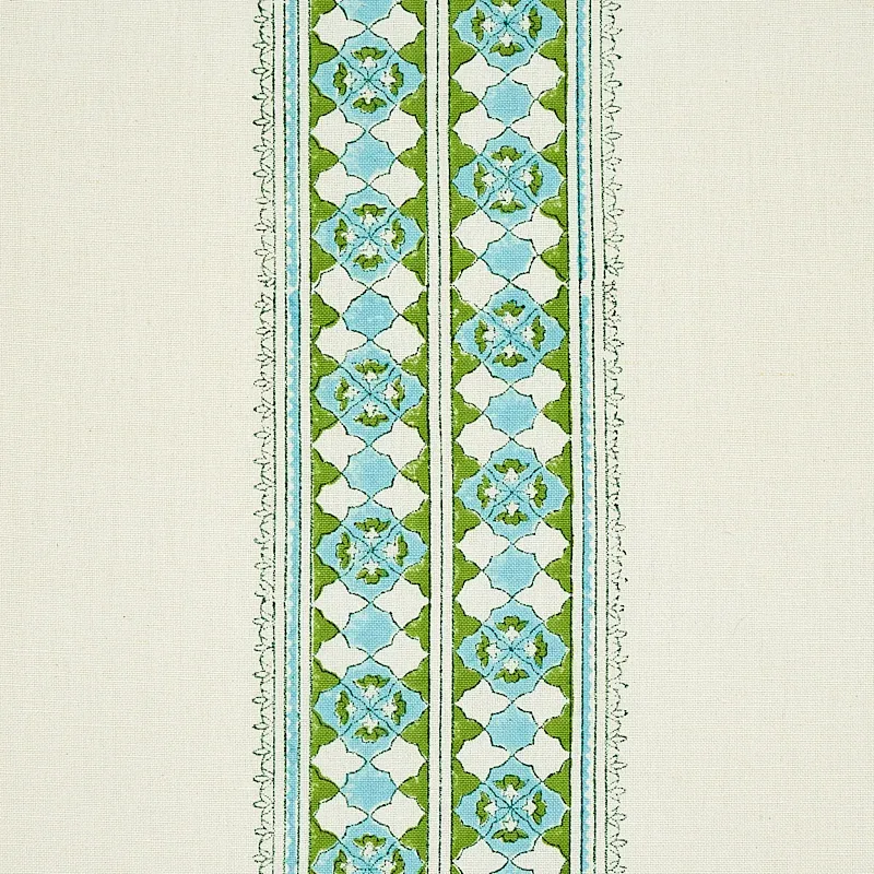AMIRA HAND BLOCKED PRINT Fabric – LEAF | Schumacher | Wallpa AMIRA HAND BLOCKED PRINT fabric LEAF color by Schumacher