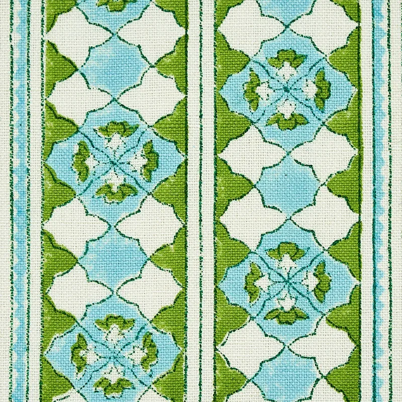 AMIRA HAND BLOCKED PRINT Fabric – LEAF | Schumacher | Wallpa AMIRA HAND BLOCKED PRINT fabric LEAF color by Schumacher