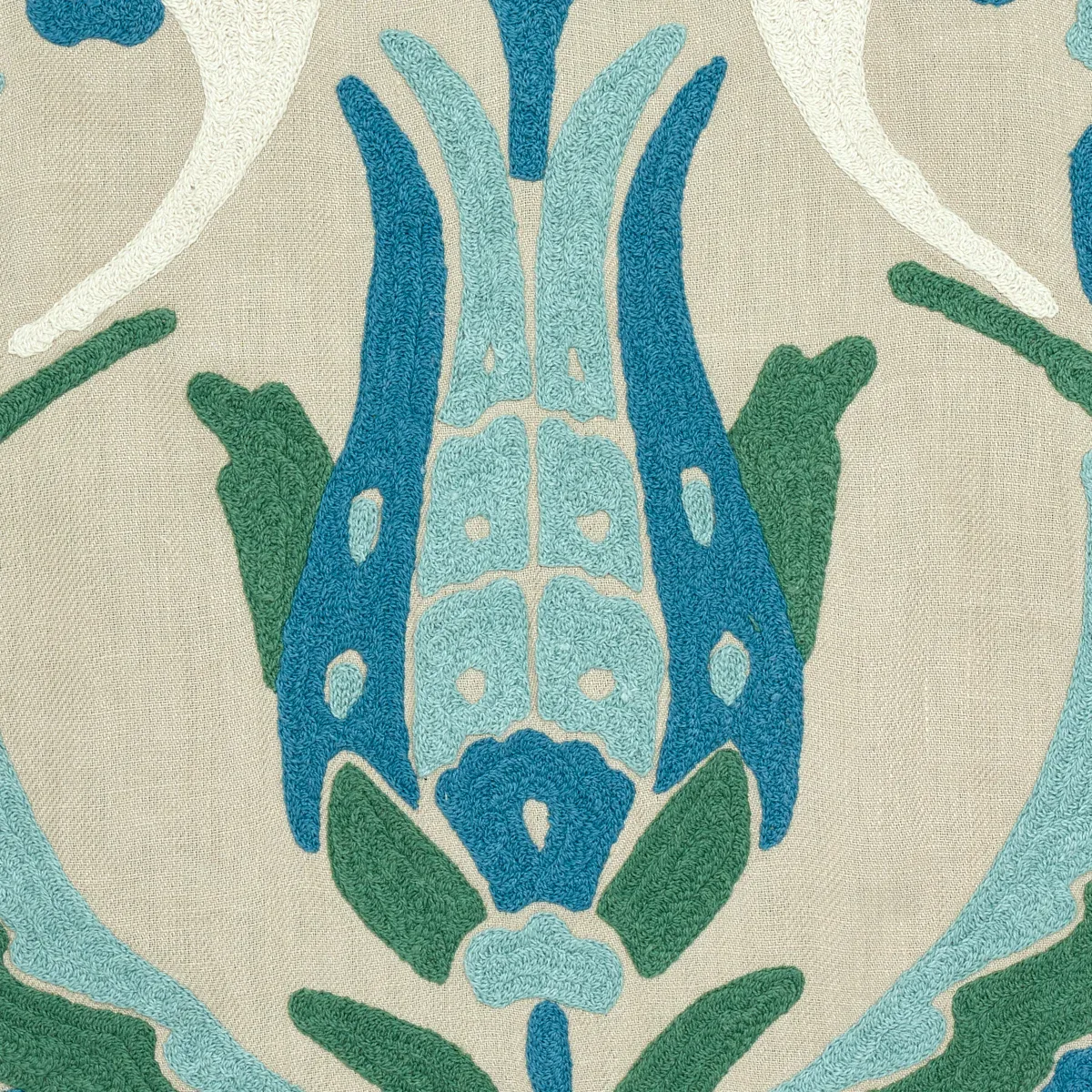 ANAGADA EMBROIDERY fabric PEACOCK color by Schumacher