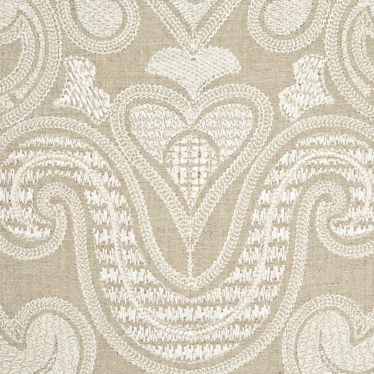 ANGKOR EMBROIDERY Fabric – LINEN | Schumacher | Wallpaper Tw ANGKOR EMBROIDERY fabric LINEN color by Schumacher
