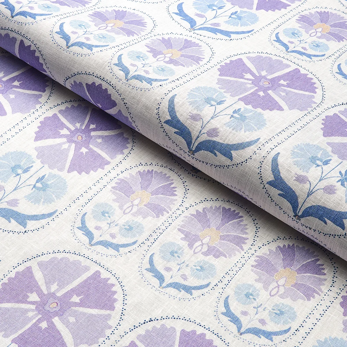 ANJUNA FLORAL LINEN PRINT Fabric – LILAC | Schumacher | Wall ANJUNA FLORAL LINEN PRINT fabric LILAC color by Schumacher