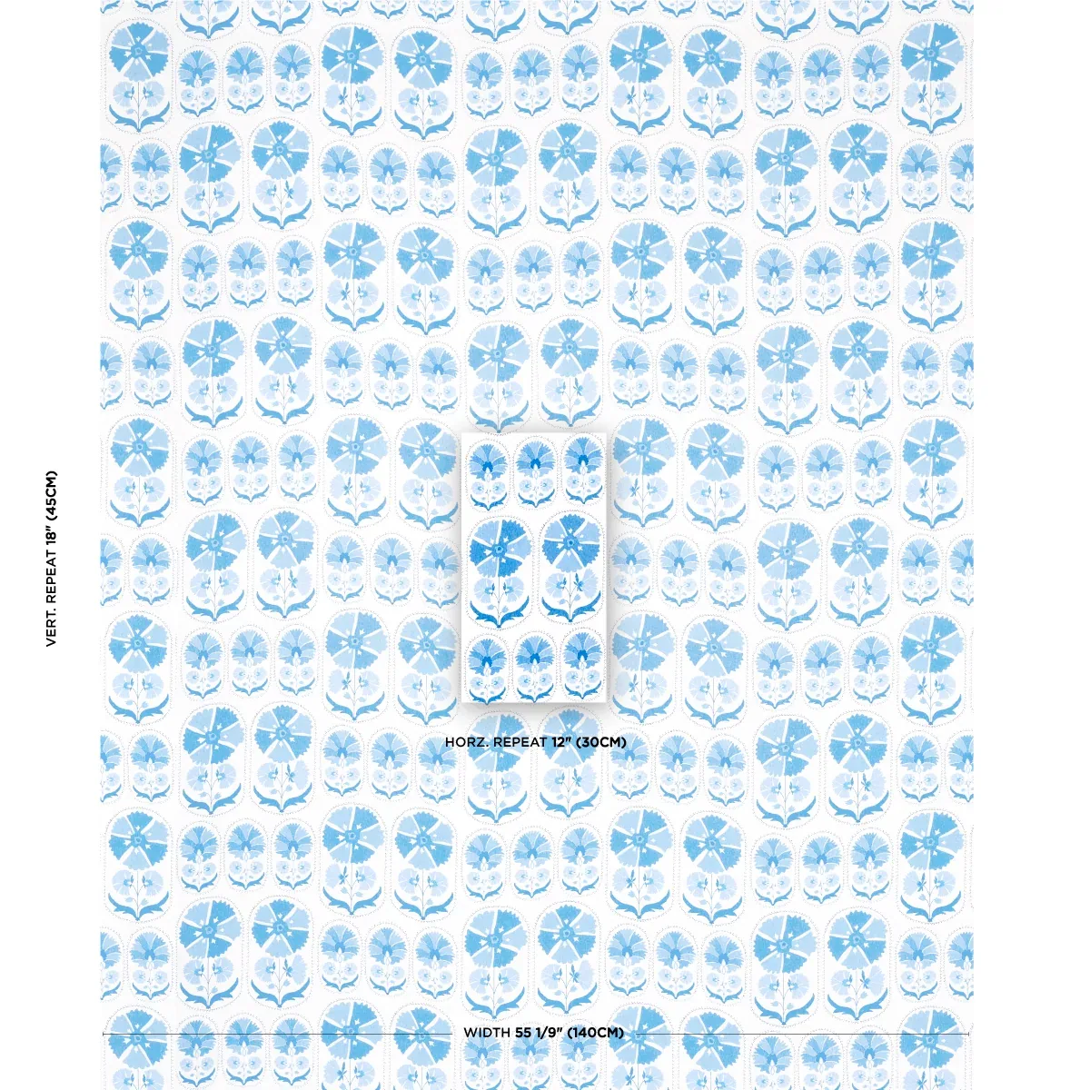 ANJUNA FLORAL LINEN PRINT Fabric – PORCELAIN | Schumacher | ANJUNA FLORAL LINEN PRINT fabric PORCELAIN color by Schumacher