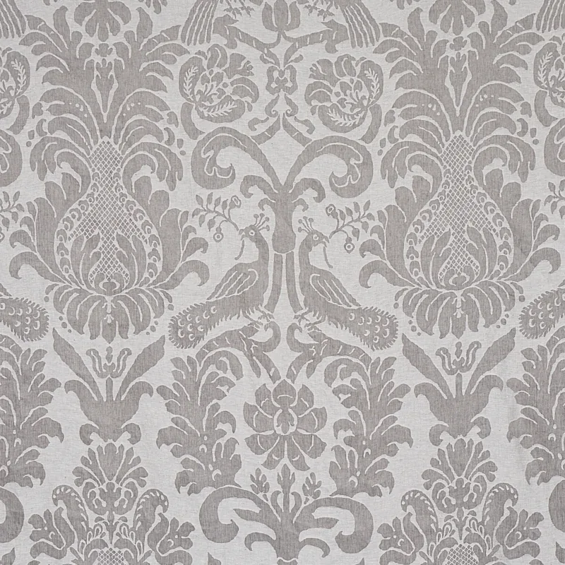 ANNA DAMASK fabric GREY color by Schumacher