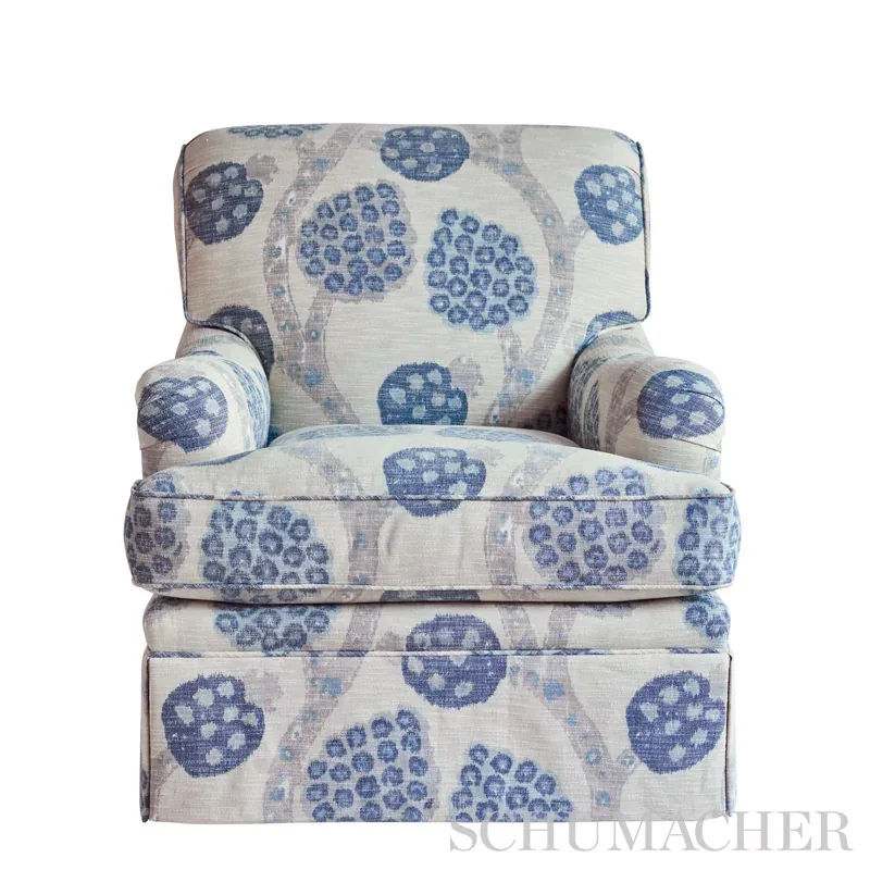 ANNABEL WARP PRINT Fabric – BLUE | Schumacher | Wallpaper Tw ANNABEL WARP PRINT fabric BLUE color by Schumacher
