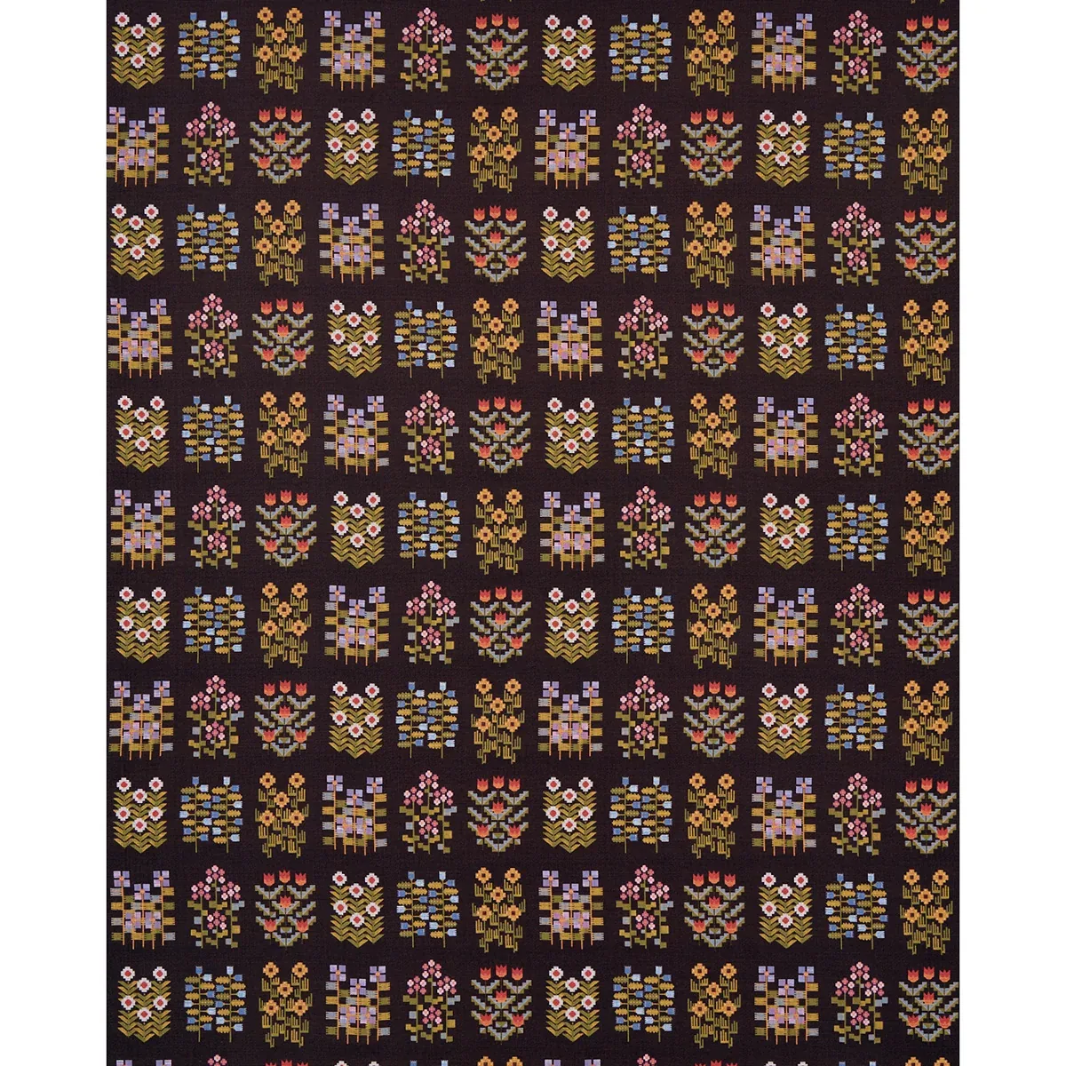 ANNIKA FLORAL TAPESTRY fabric MULTI ON ESPRESSO color by Schumacher