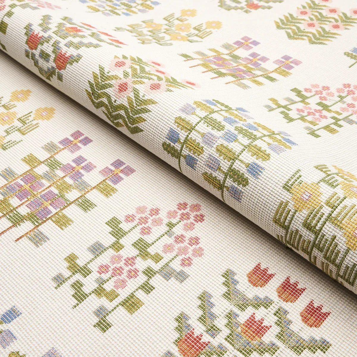 ANNIKA FLORAL TAPESTRY fabric MULTI ON IVORY color by Schumacher