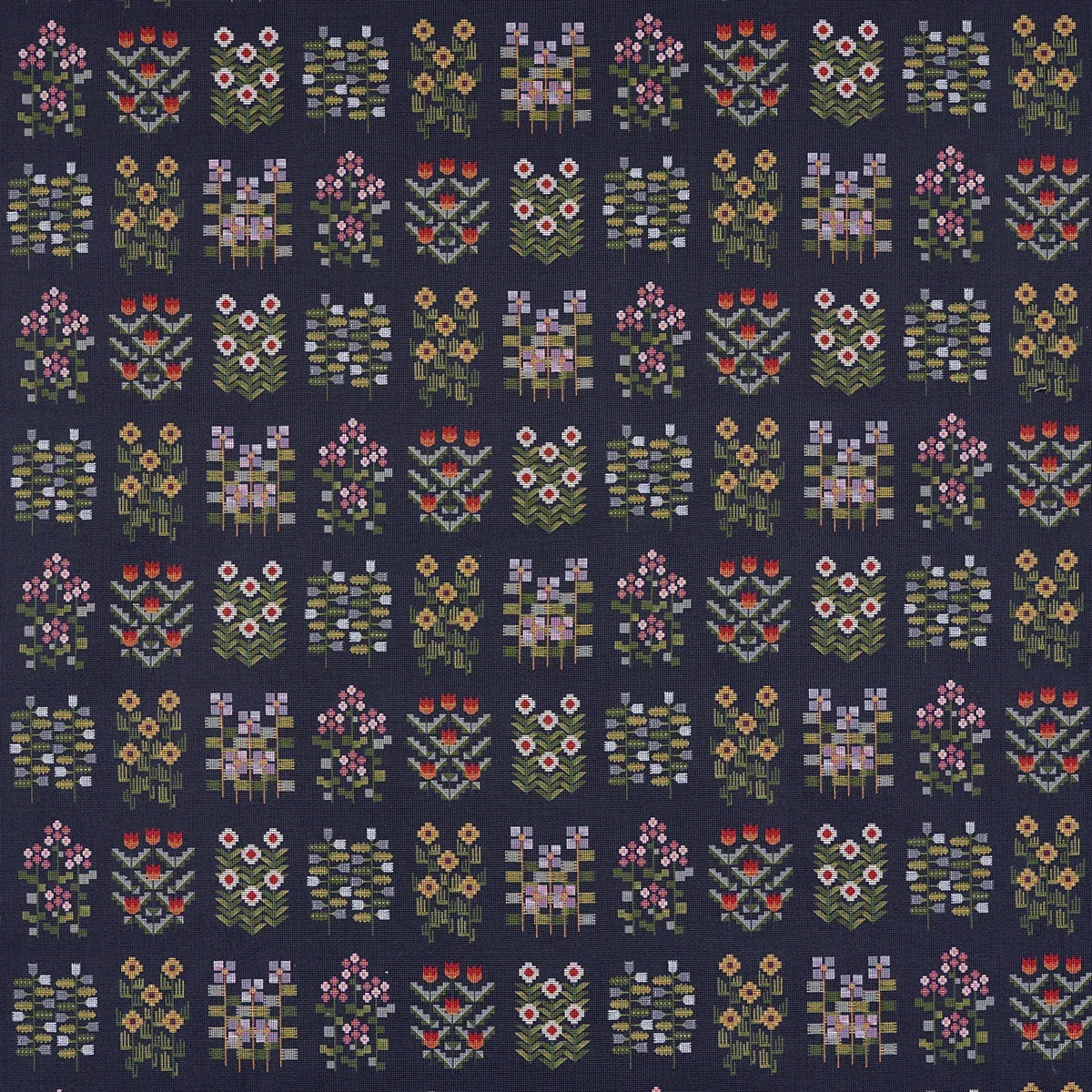 ANNIKA FLORAL TAPESTRY fabric MULTI ON NAVY color by Schumacher