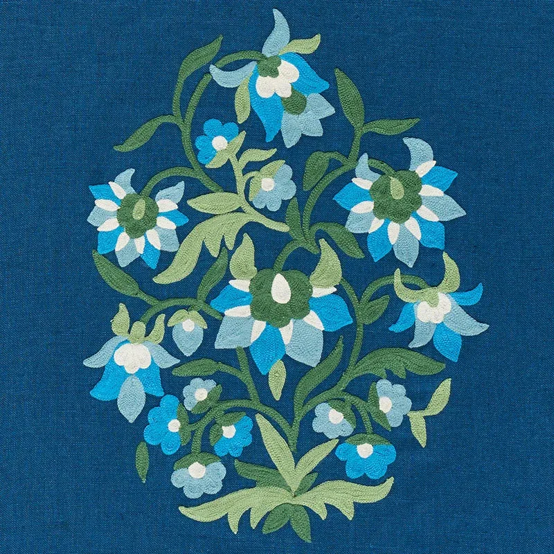 ANTALYA MEDALLION EMBROIDERY Fabric – AEGEAN | Schumacher | ANTALYA MEDALLION EMBROIDERY fabric AEGEAN color by Schumacher