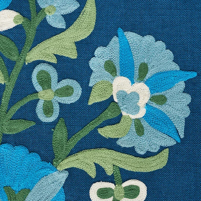 ANTALYA MEDALLION EMBROIDERY Fabric – AEGEAN | Schumacher | ANTALYA MEDALLION EMBROIDERY fabric AEGEAN color by Schumacher