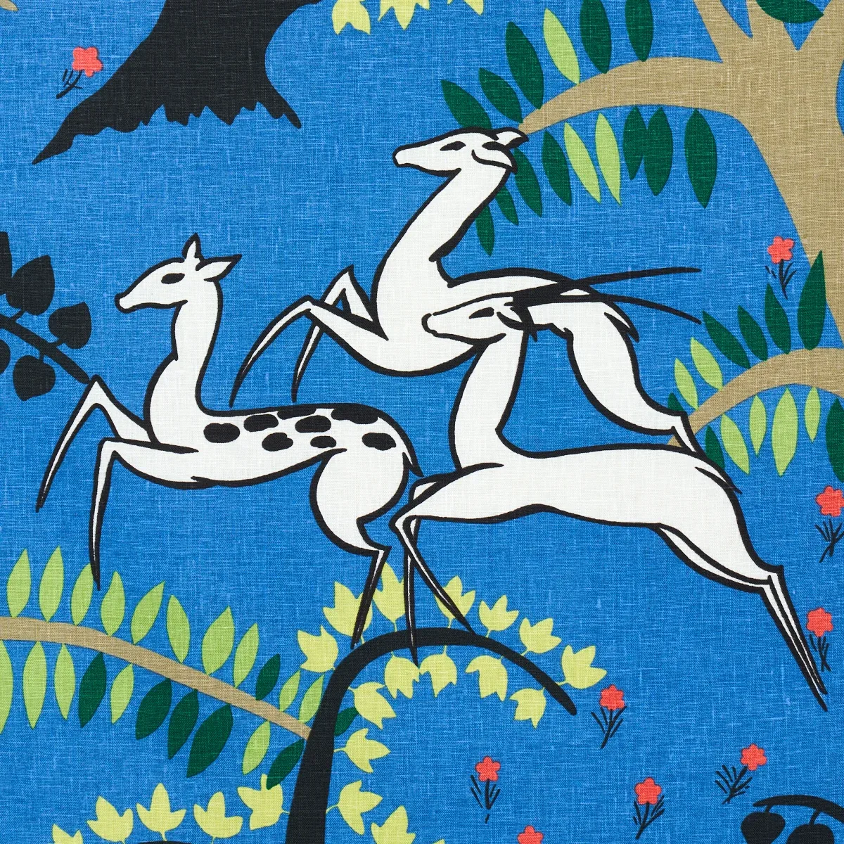 ANTELOPES Fabric – COBALT | Schumacher | Wallpaper Twins ANTELOPES fabric COBALT color by Schumacher