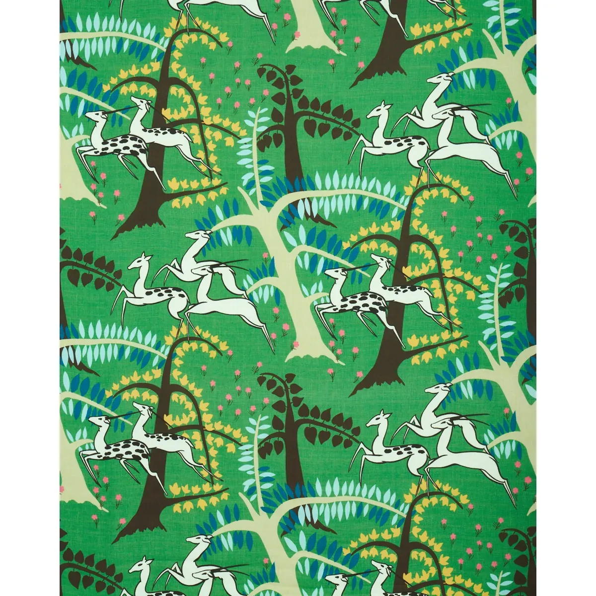 ANTELOPES Fabric – JADE | Schumacher | Wallpaper Twins ANTELOPES fabric JADE color by Schumacher