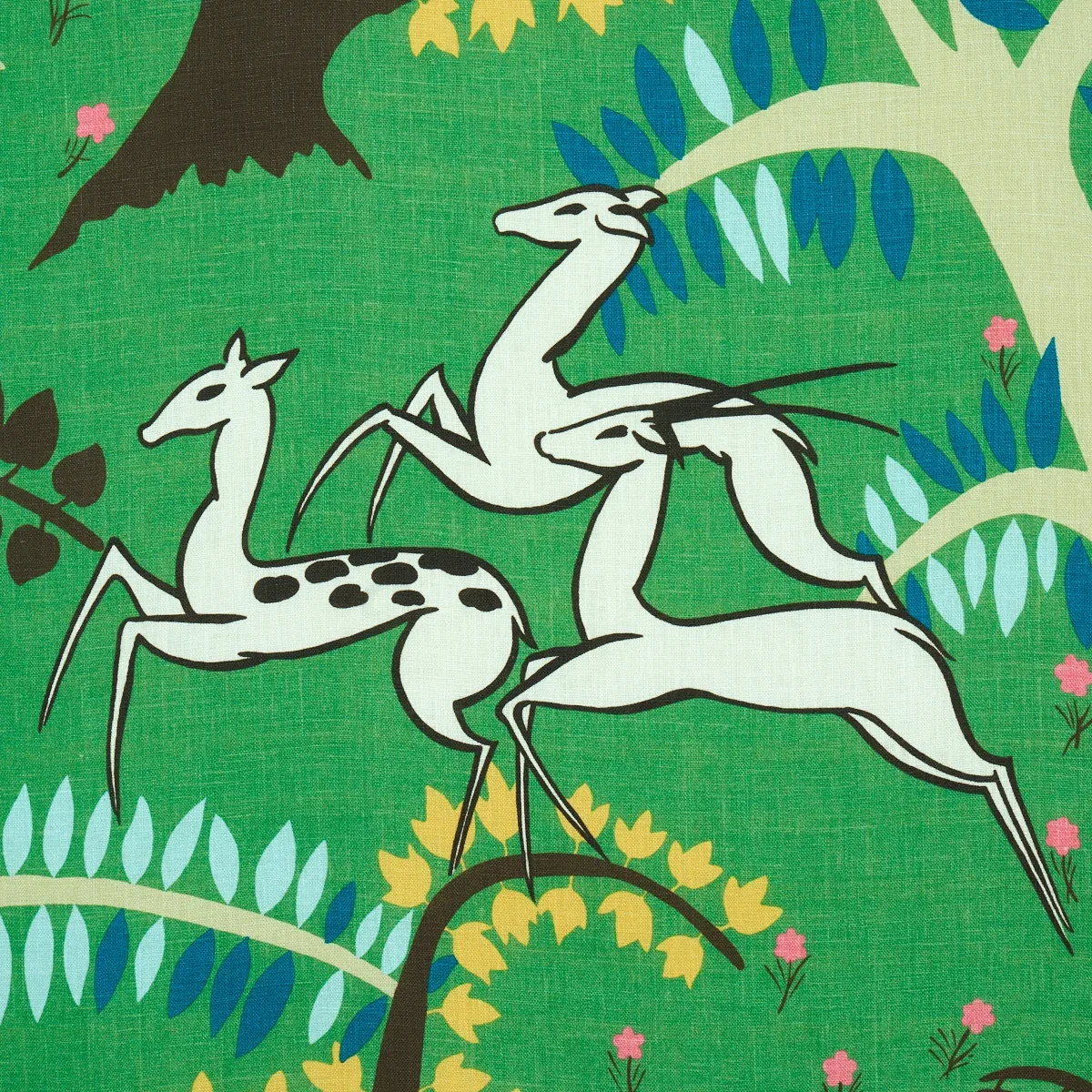 ANTELOPES Fabric – JADE | Schumacher | Wallpaper Twins ANTELOPES fabric JADE color by Schumacher