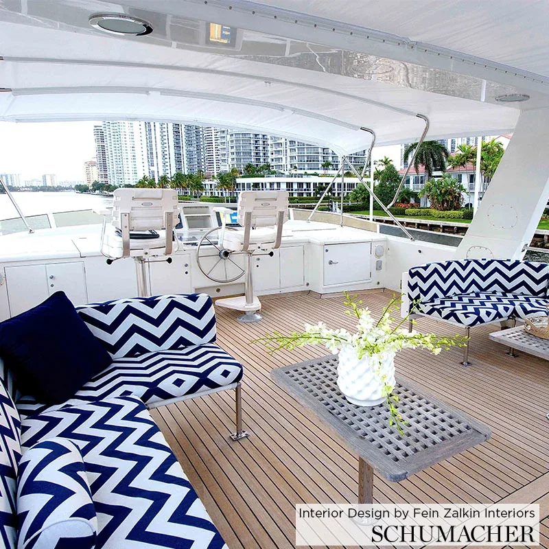 ANTIBES CHEVRON Fabric – NAVY | Schumacher | Wallpaper Twins ANTIBES CHEVRON fabric NAVY color by Schumacher