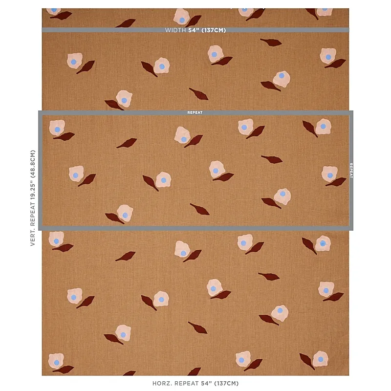 AQUINNAH HAND BLOCK fabric CAMEL color by Schumacher