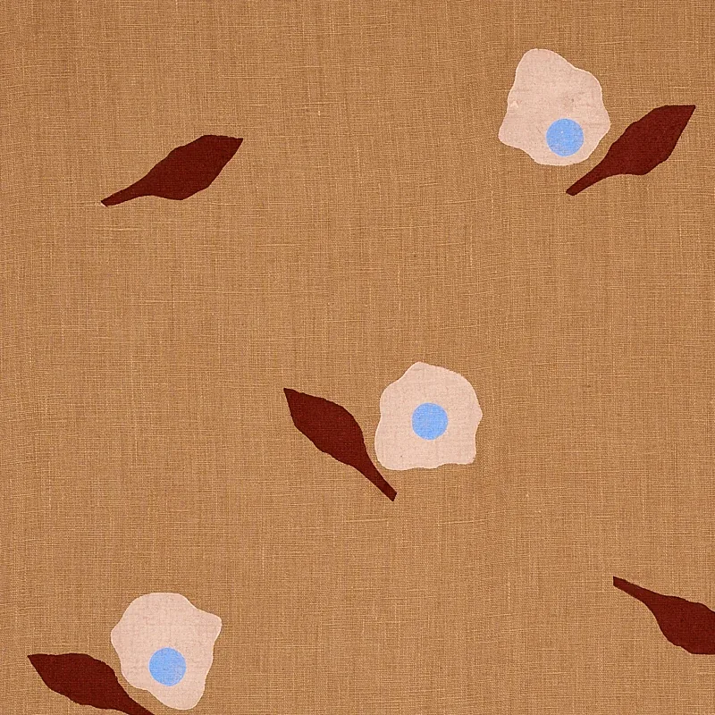 AQUINNAH HAND BLOCK fabric CAMEL color by Schumacher