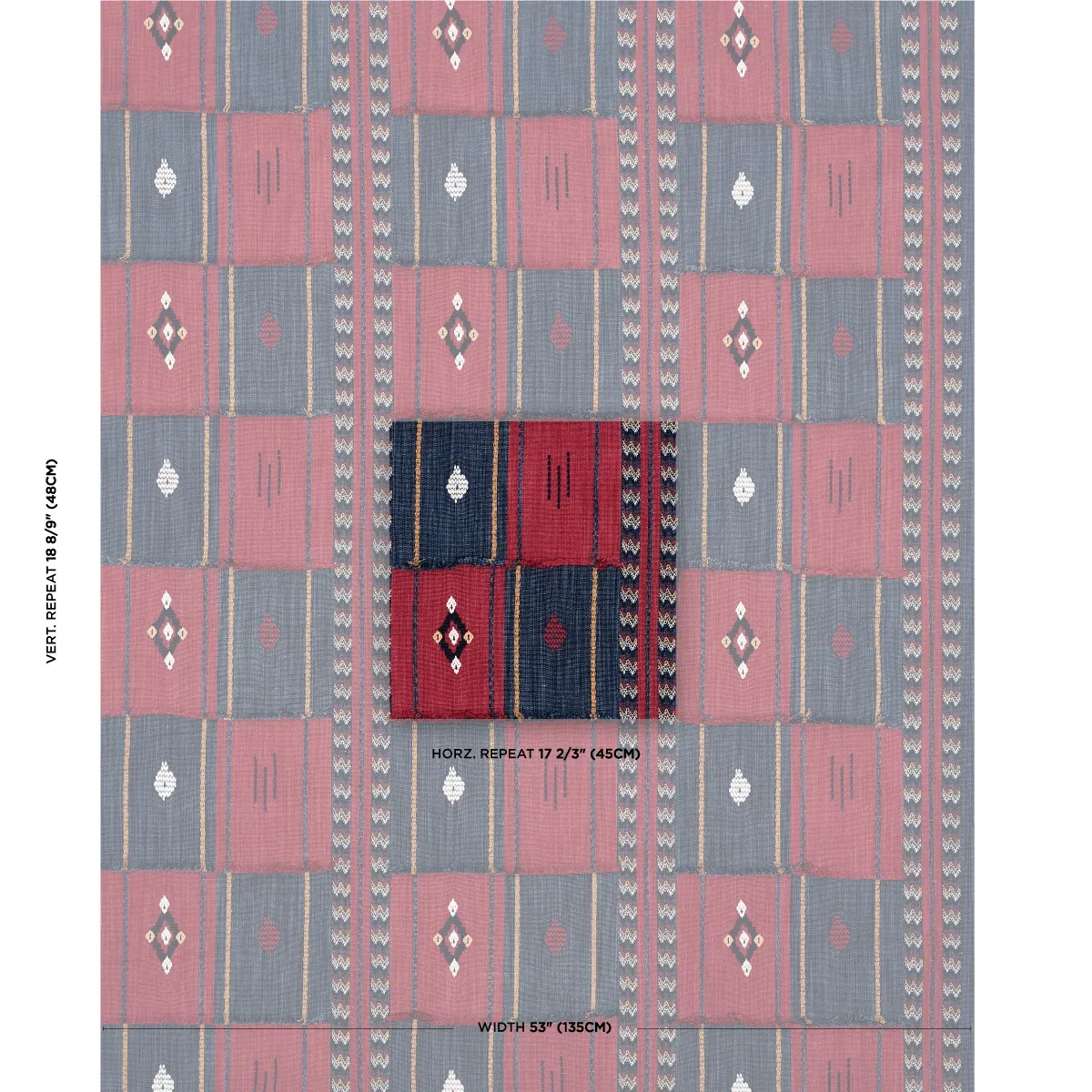ARAVALI PATCHWORK Fabric – CERISE AND INK | Schumacher | Wal ARAVALI PATCHWORK fabric CERISE AND INK color by Schumacher