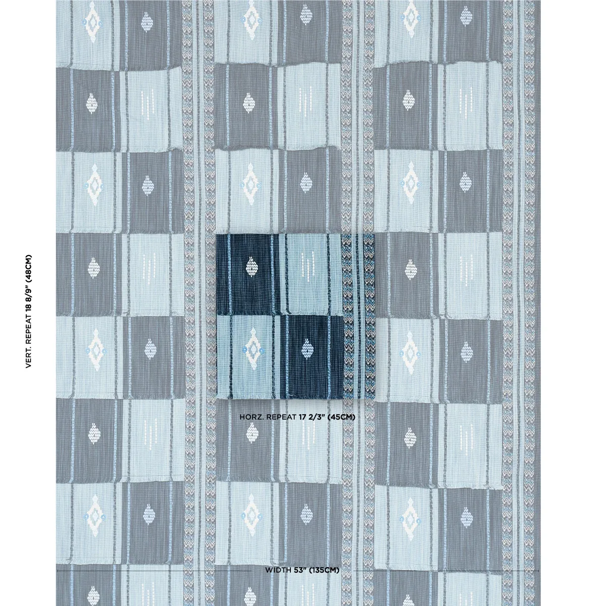 ARAVALI PATCHWORK Fabric – DENIM AND INDIGO | Schumacher | W ARAVALI PATCHWORK fabric DENIM AND INDIGO color by Schumacher