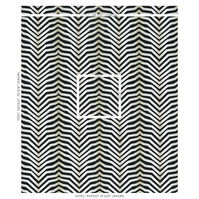 ARCURE ÉPINGLÉ fabric ZEBRA BLACK color by Schumacher