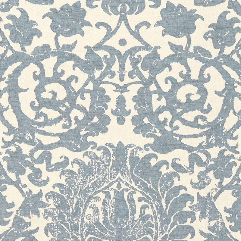 AREZZO LINEN DAMASK fabric AZURE color by Schumacher