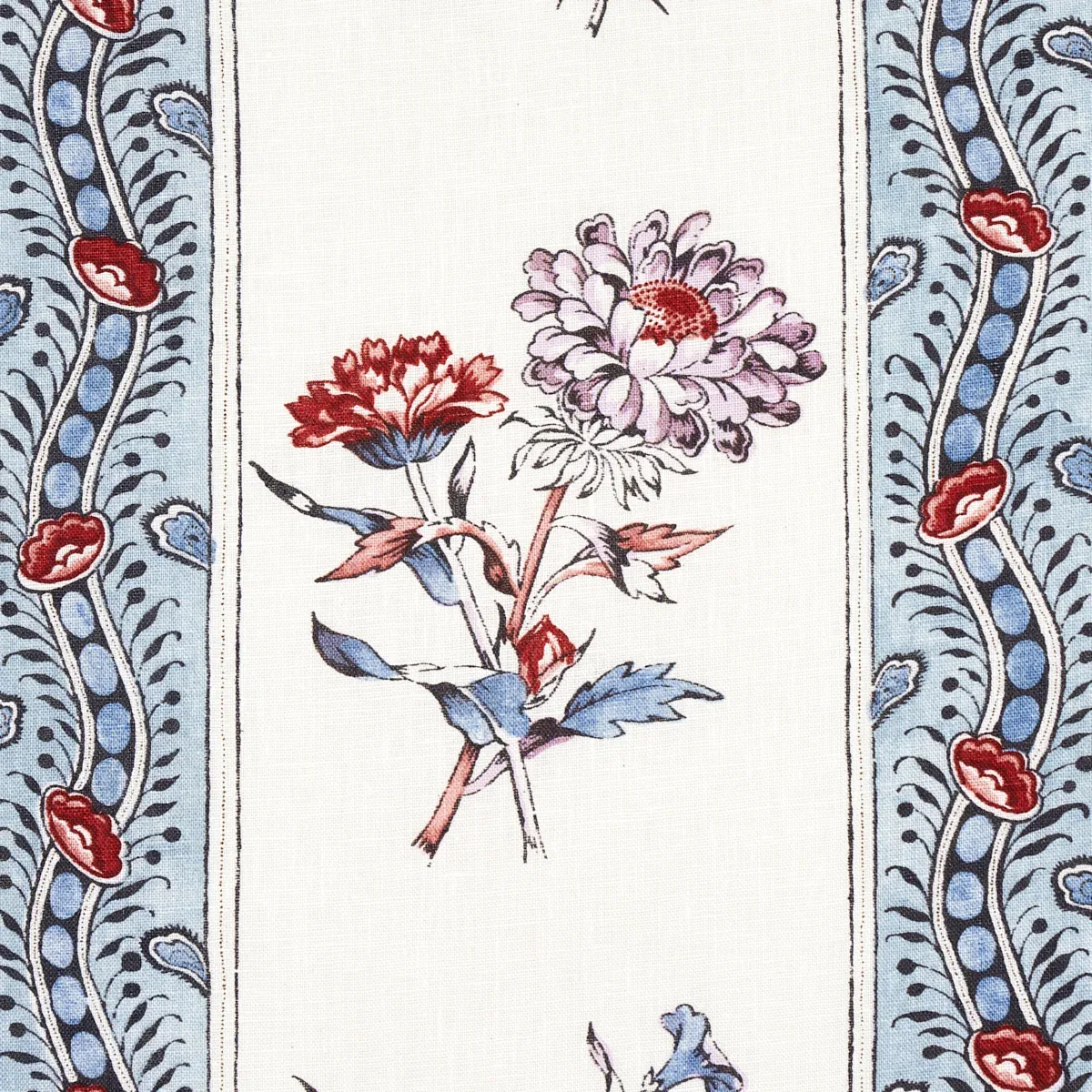 ARIANA FLORAL STRIPE Fabric – PEARLWARE BLUE | Schumacher | ARIANA FLORAL STRIPE fabric PEARLWARE BLUE color by Schumacher