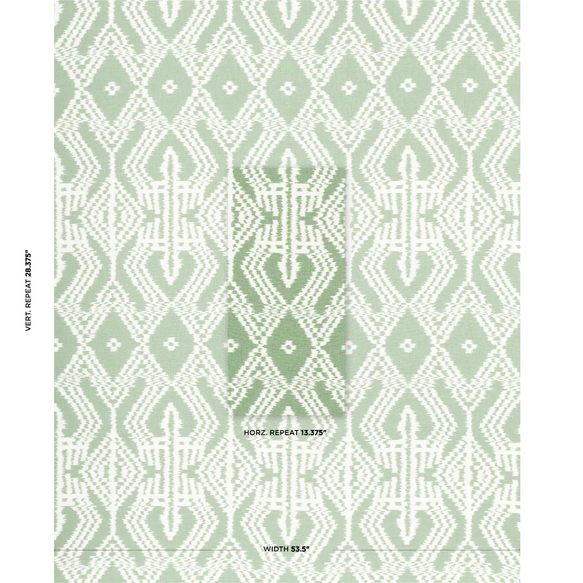 ASAKA IKAT Fabric – GREEN | Schumacher | Wallpaper Twins ASAKA IKAT fabric GREEN color by Schumacher