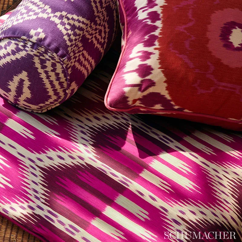 ASAKA IKAT Fabric – VIOLET | Schumacher | Wallpaper Twins ASAKA IKAT fabric VIOLET color by Schumacher