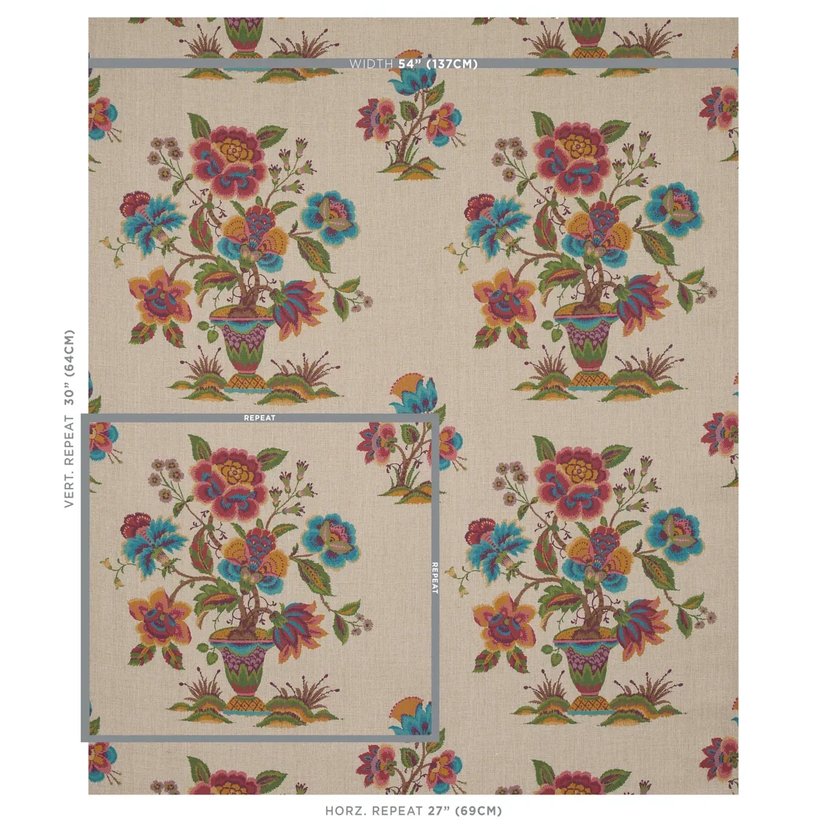 ASHFORD LINEN fabric MULBERRY AND NATURAL color by Schumacher