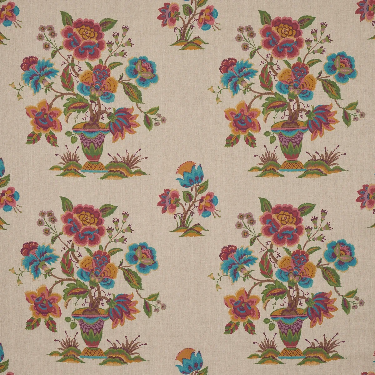 ASHFORD LINEN fabric MULBERRY AND NATURAL color by Schumacher