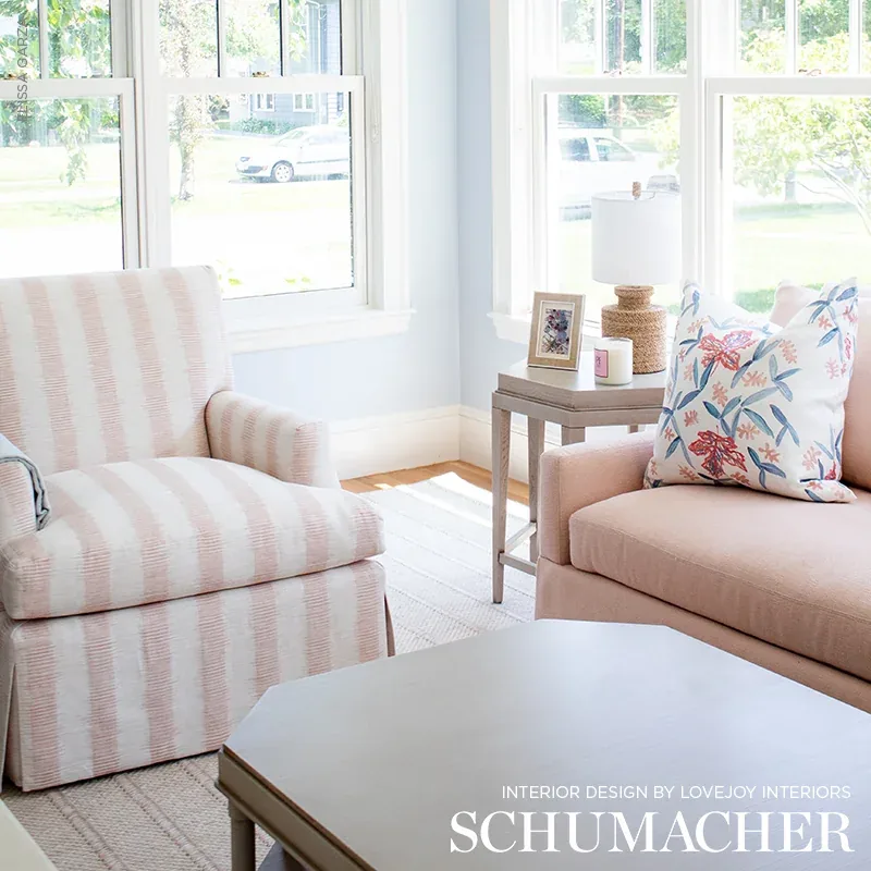ATTLEBORO IKAT Fabric – BLUSH | Schumacher | Wallpaper Twins ATTLEBORO IKAT fabric BLUSH color by Schumacher