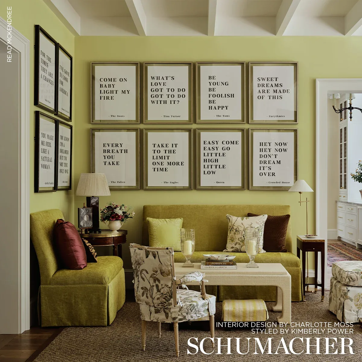 AUDEN CHENILLE fabric CHARTREUSE color by Schumacher