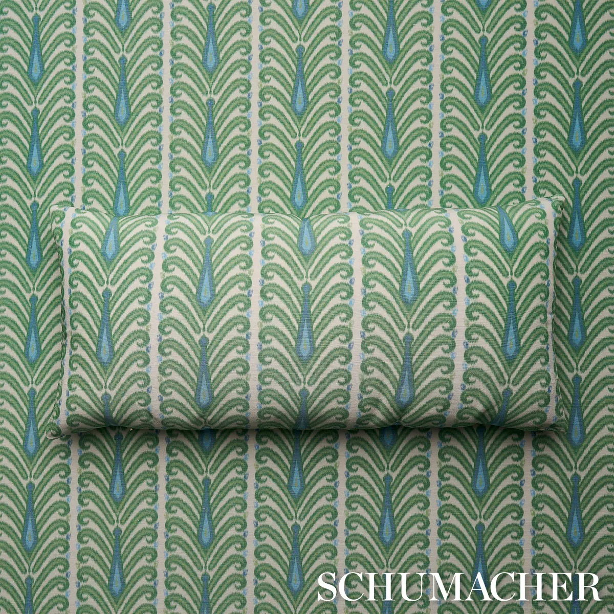 AUGUSTINE IKAT fabric LEAF color by Schumacher