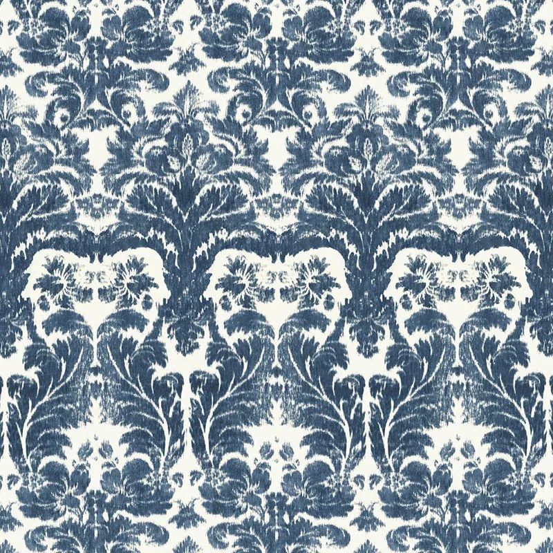 AURORA DAMASK fabric INDIGO color by Schumacher