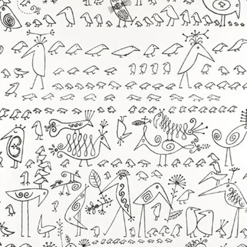 AVIARY fabric BLACK ON WHITE color by Schumacher
