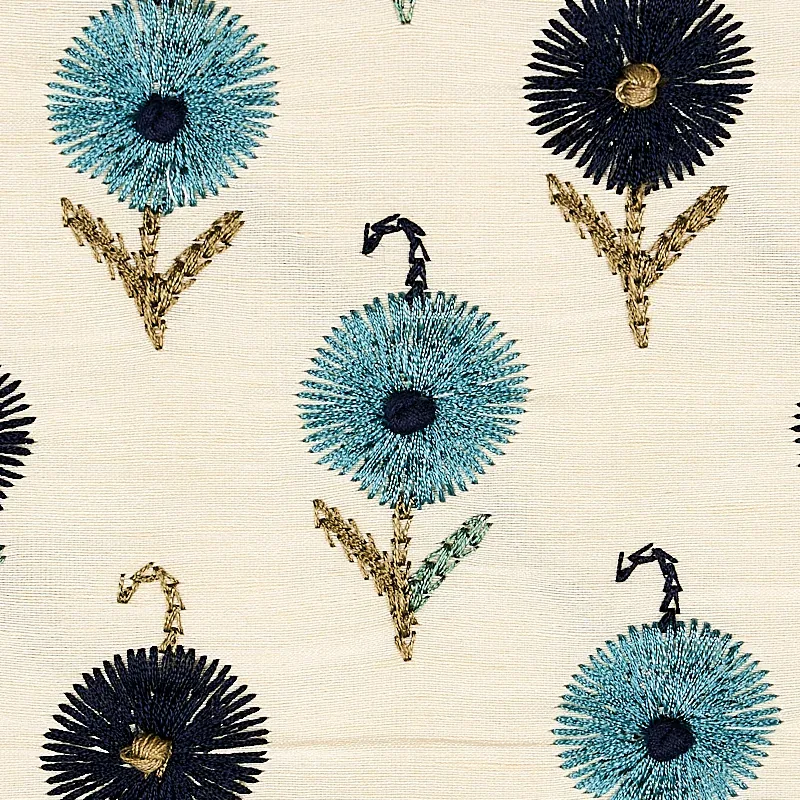 AVODICA EMBROIDERY Fabric – AEGEAN | Schumacher | Wallpaper AVODICA EMBROIDERY fabric AEGEAN color by Schumacher