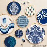 AVODICA EMBROIDERY Fabric – AEGEAN | Schumacher | Wallpaper AVODICA EMBROIDERY fabric AEGEAN color by Schumacher