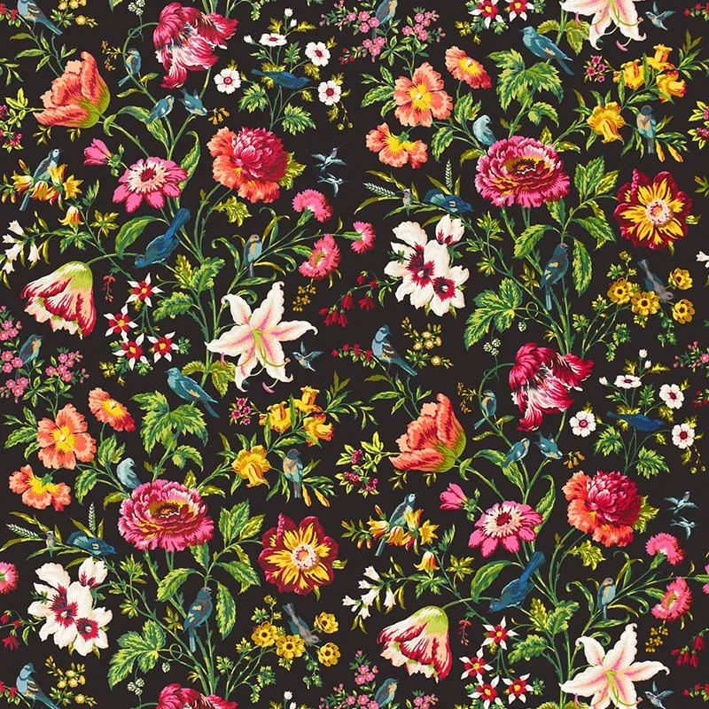 AVONDALE FLORAL fabric NIGHT GARDEN color by Schumacher