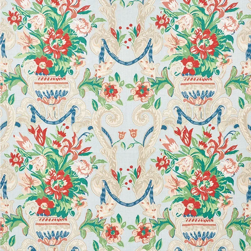 AYLESBURY VASE fabric AQUA color by Schumacher