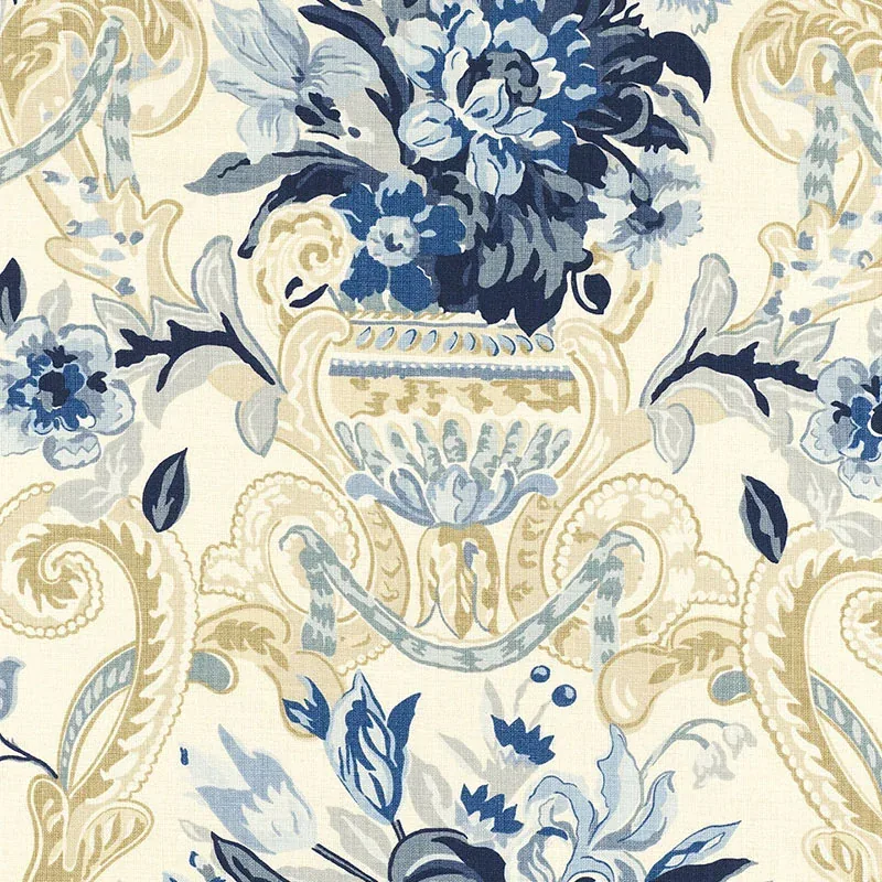 AYLESBURY VASE fabric DELFT color by Schumacher
