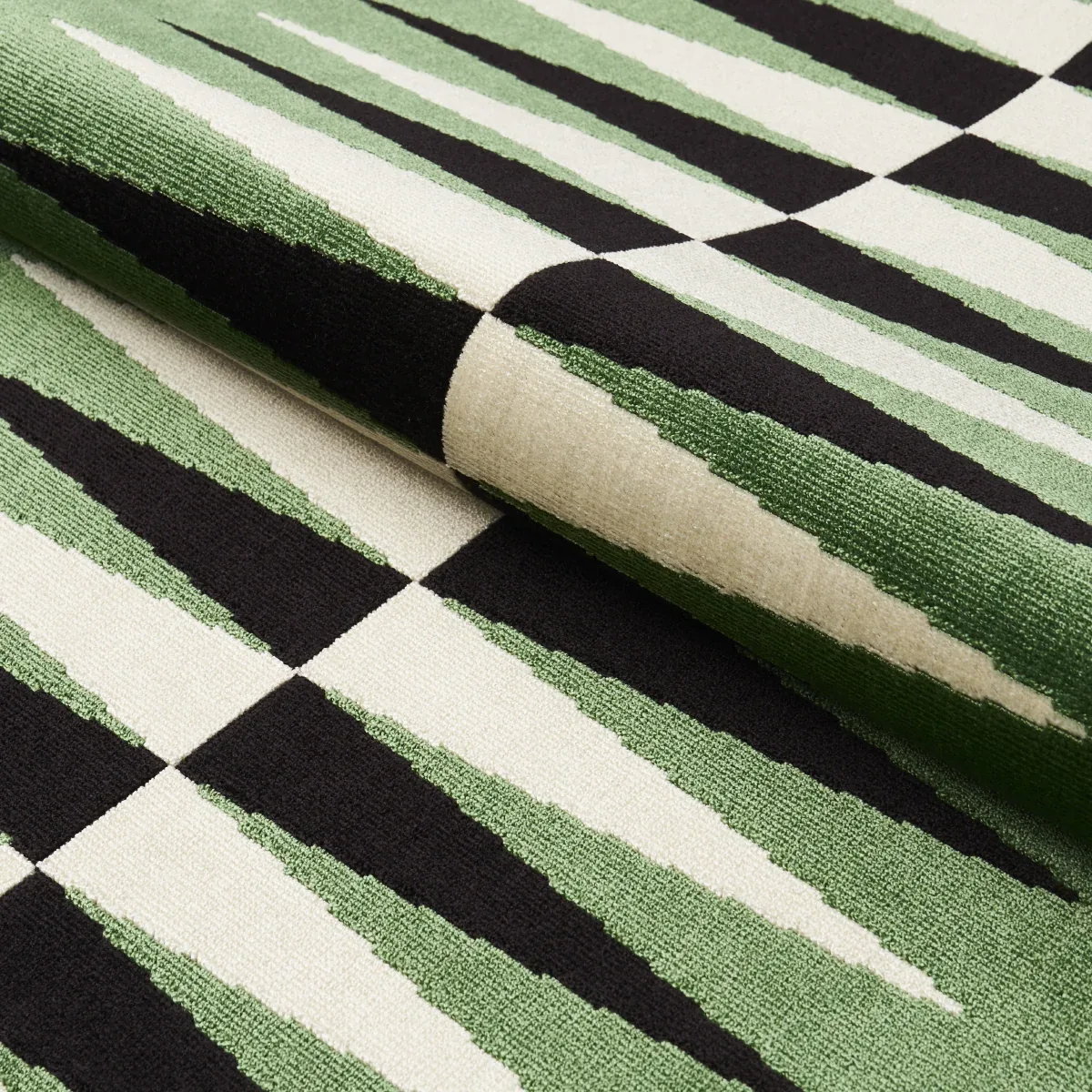 BACKGAMMON CUT VELVET fabric GREEN color by Schumacher