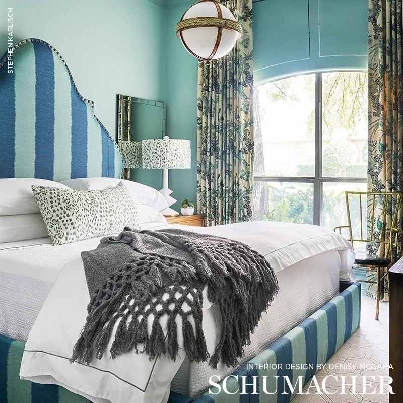BAGAN Fabric – PEACOCK | Schumacher | Wallpaper Twins BAGAN fabric PEACOCK color by Schumacher