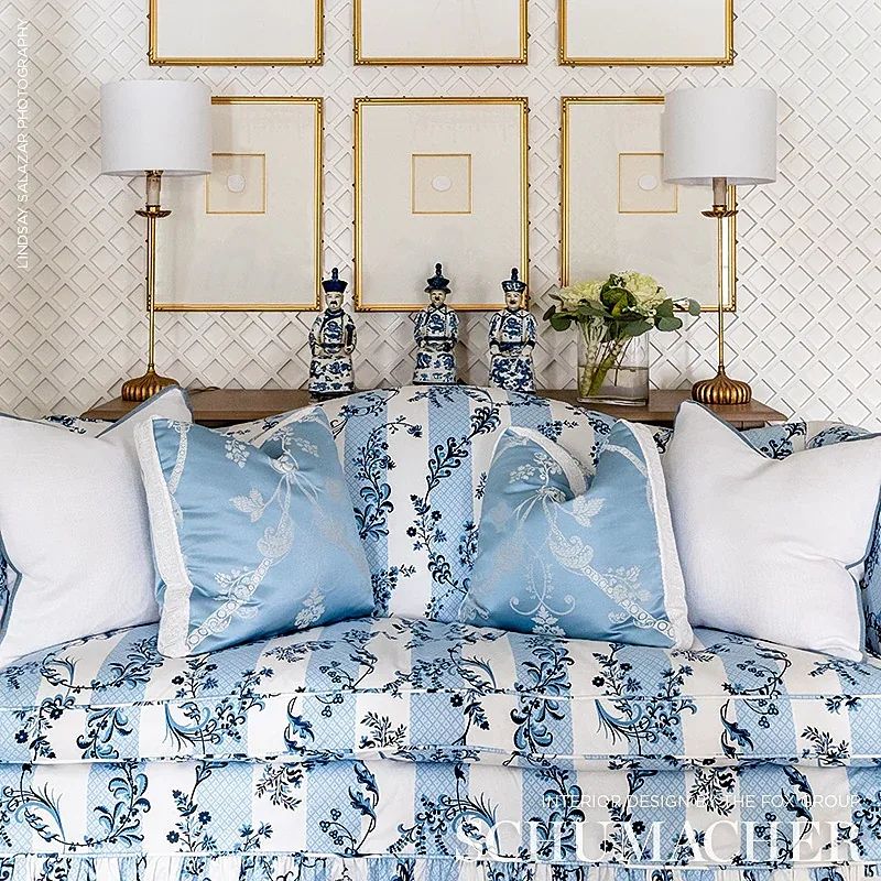 BAGATELLE Fabric – BLEU MARINE | Schumacher | Wallpaper Twin BAGATELLE fabric BLEU MARINE color by Schumacher