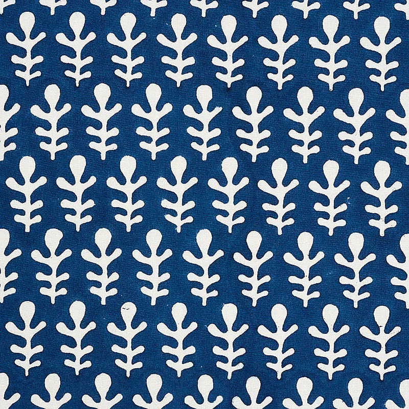Bagru Hand Block Print fabric DARK BLUE color by Schumacher