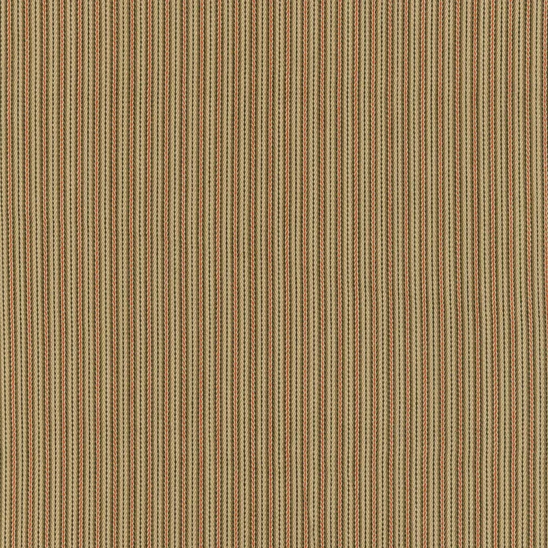BAKER COTTON STRIPE fabric FLAX/MOCHA/RED color by Schumacher