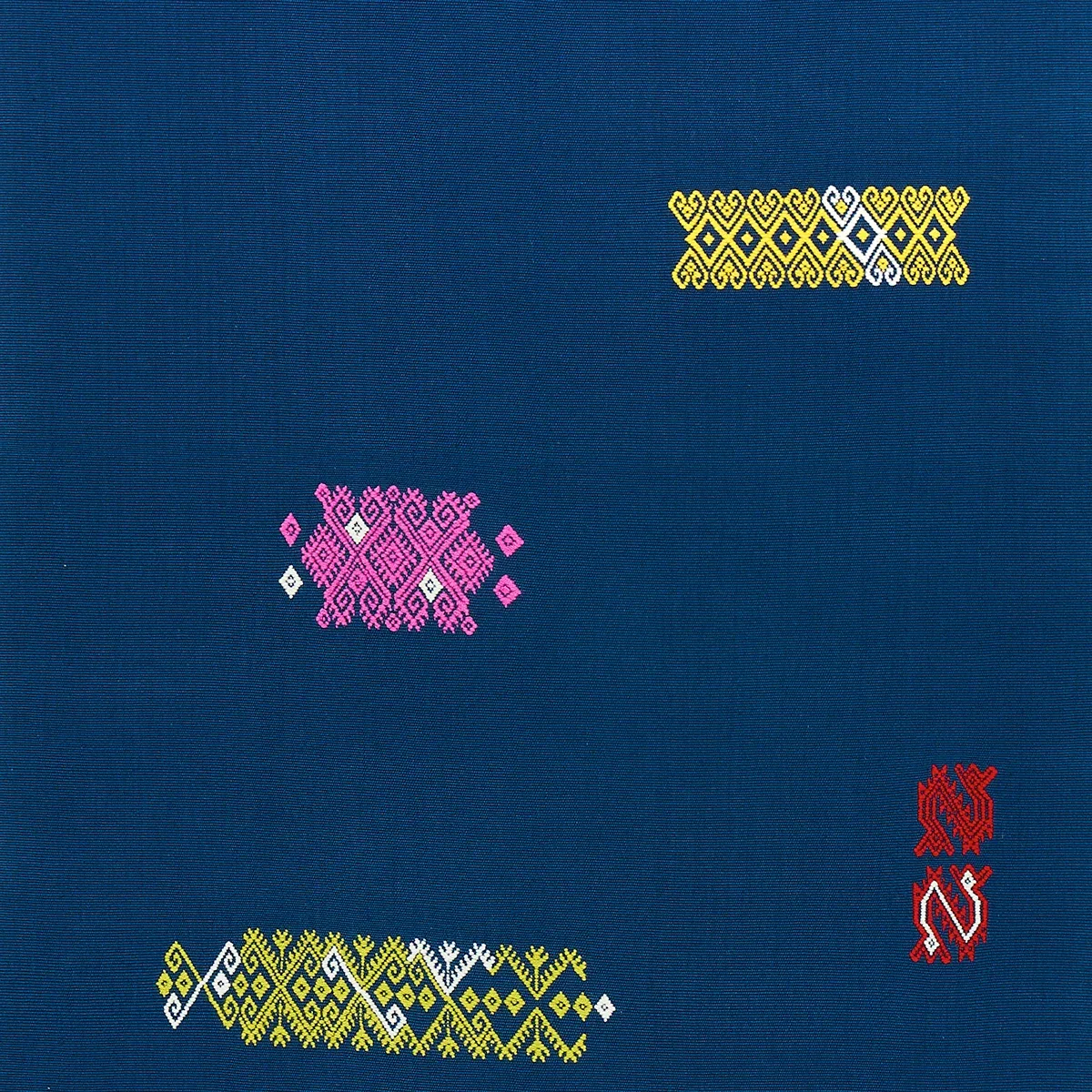 BALAMIL HANDWOVEN PANEL Fabric – MULTI ON NAVY | Schumacher BALAMIL HANDWOVEN PANEL fabric MULTI ON NAVY color by Schumacher