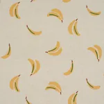 BANANA STAND HAND BLOCK PRINT fabric OCHRE AND GREEN ON NATURAL color by Schumacher