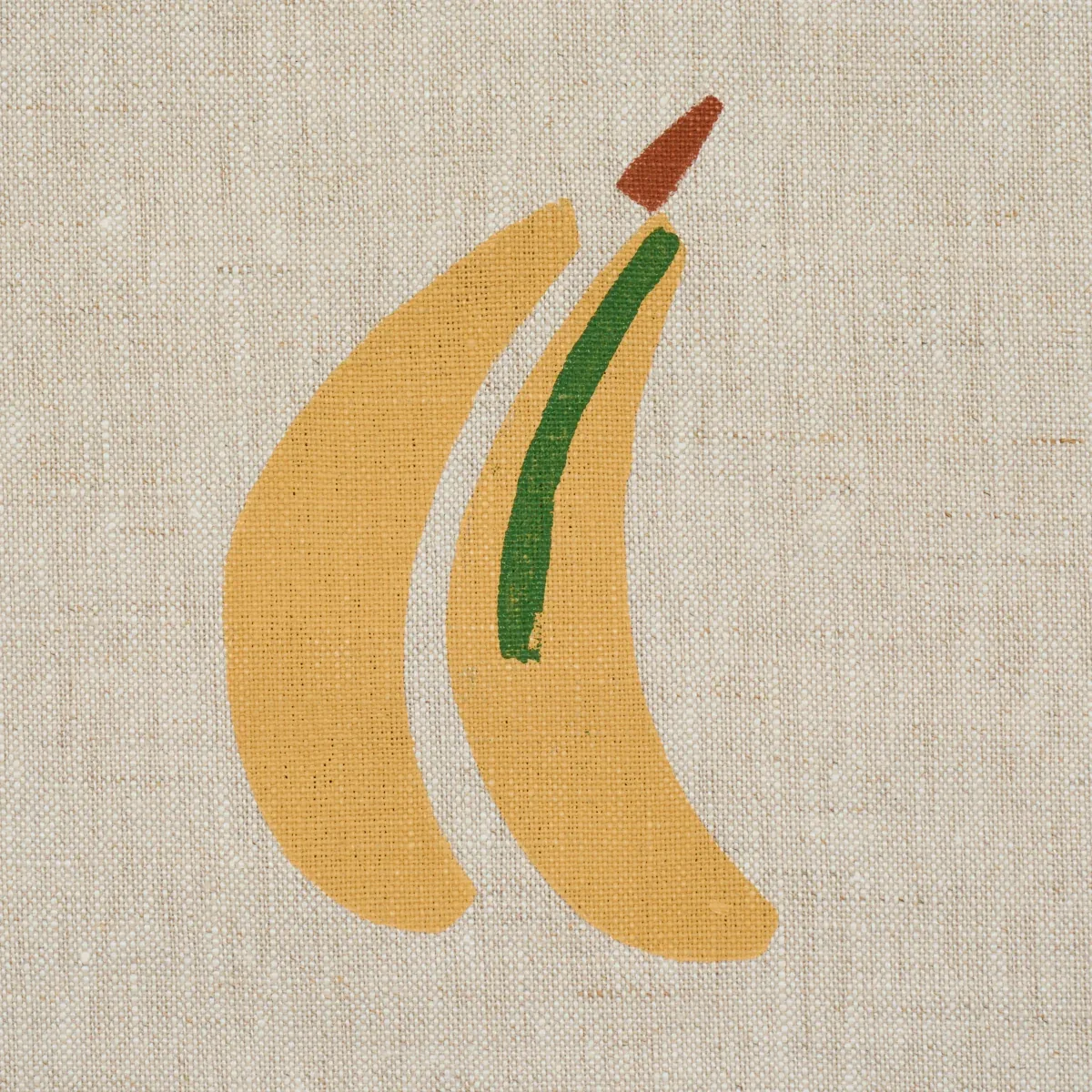 BANANA STAND HAND BLOCK PRINT fabric OCHRE AND GREEN ON NATURAL color by Schumacher