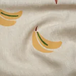 BANANA STAND HAND BLOCK PRINT fabric OCHRE AND GREEN ON NATURAL color by Schumacher