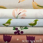 BANANA STAND HAND BLOCK PRINT fabric OCHRE AND GREEN ON NATURAL color by Schumacher