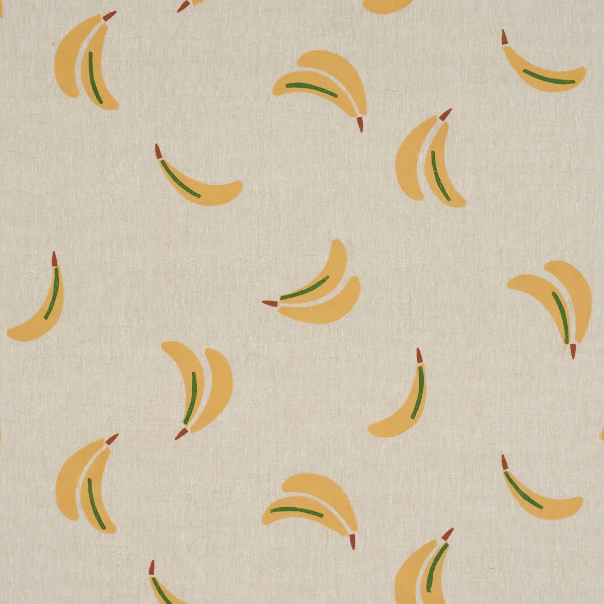 BANANA STAND HAND BLOCK PRINT fabric OCHRE AND GREEN ON NATURAL color by Schumacher